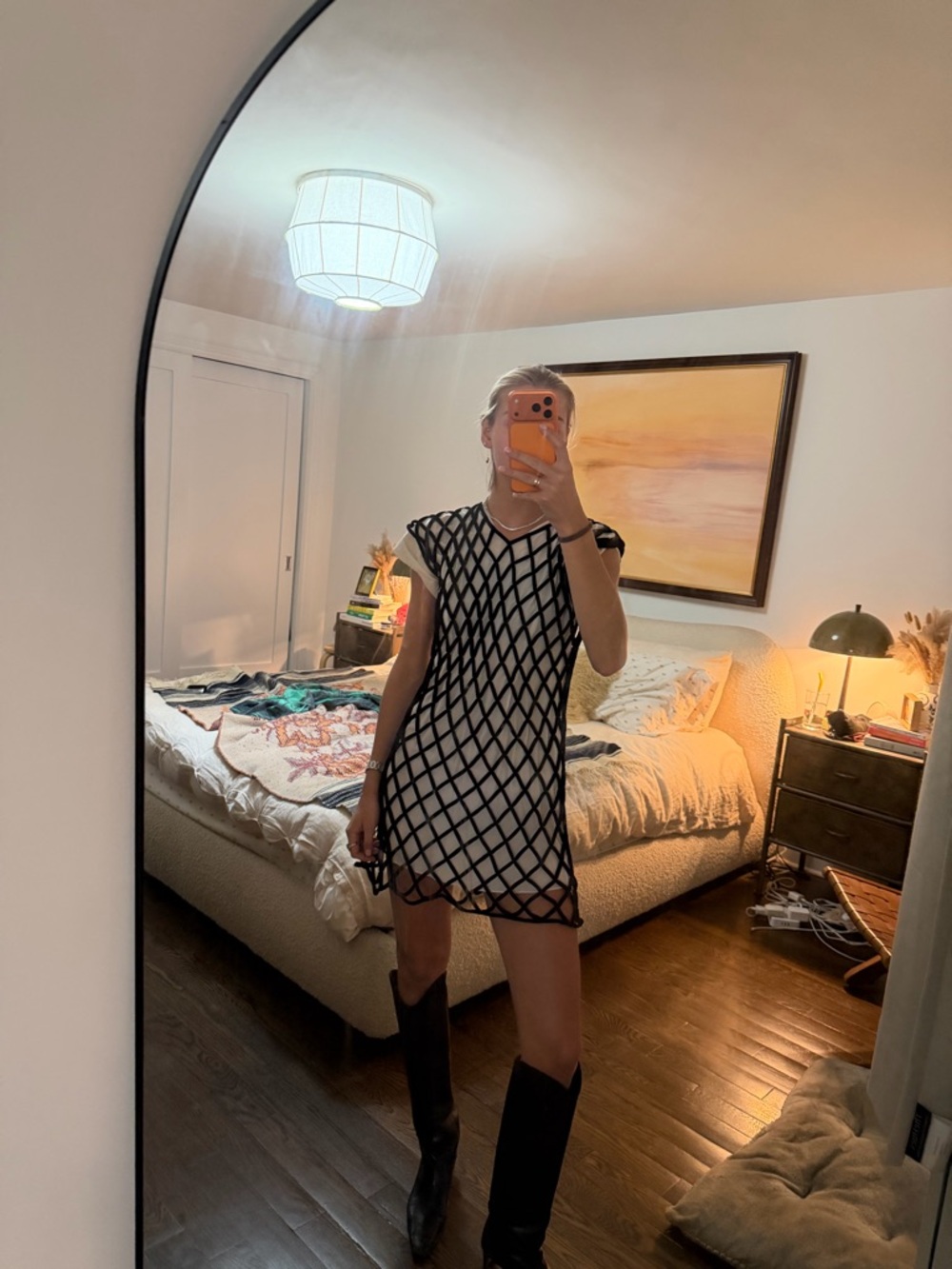 Balenciaga Black Lattice Mini Dress with Cream Underlayer - Picture 9 of 9